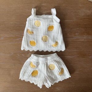 C&C California White and Yellow Kids Knit Set